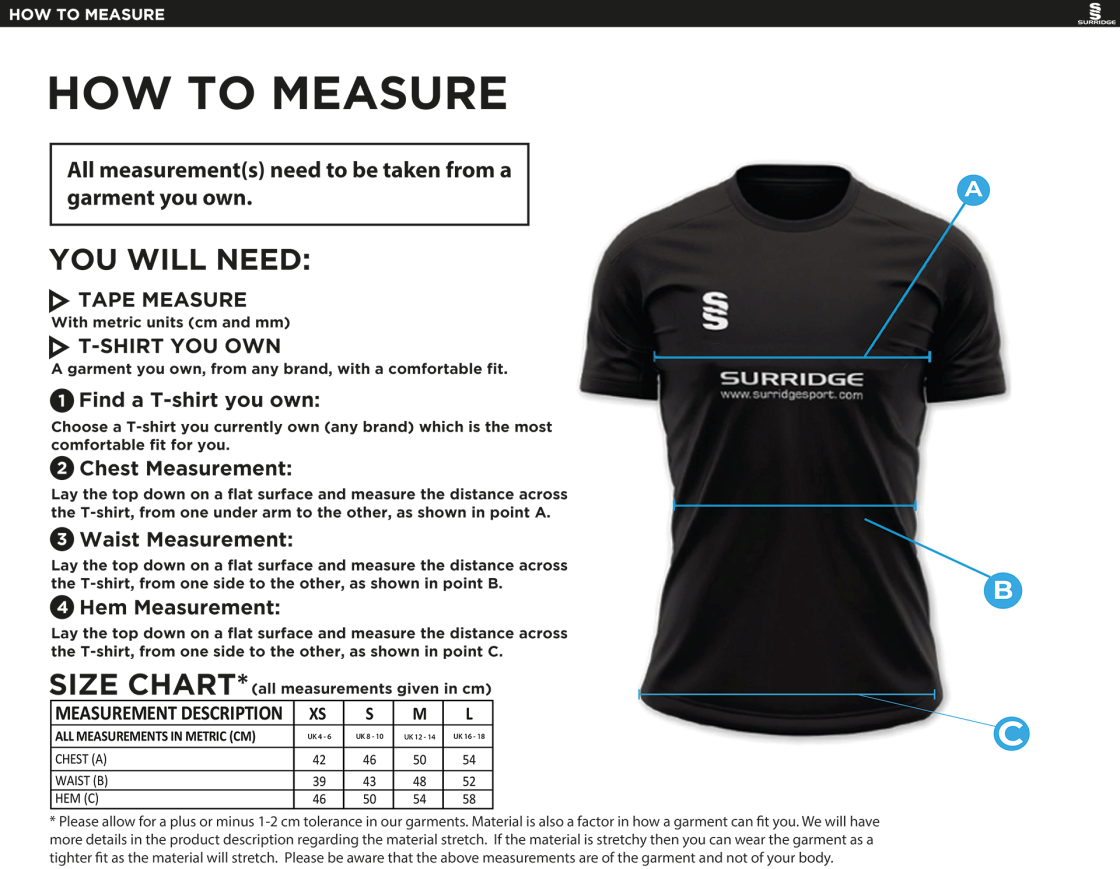 IMPACT T-SHIRT - Womens - Size Guide