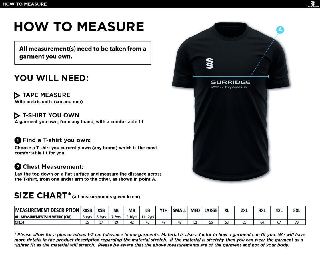 Men's Dual Games Shirt : Red - Size Guide