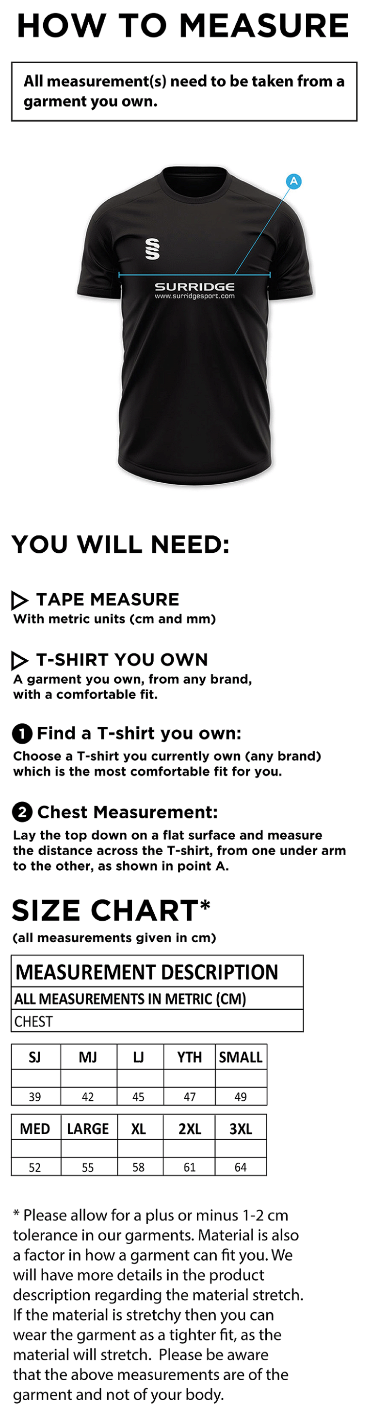 IMPACT T-SHIRT - Mens - Size Guide